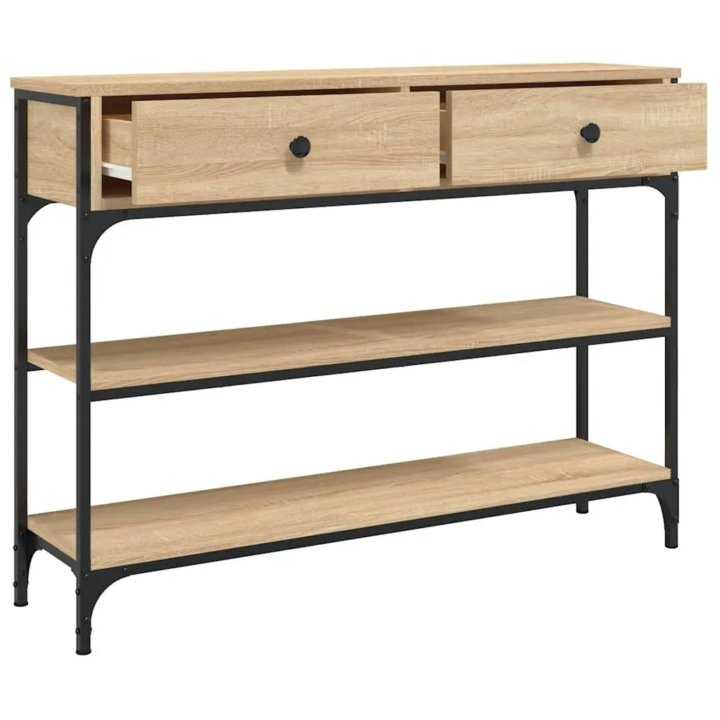 Console Table 100cm Sonoma Oak Engineered Wood Storage Accent Table Brown