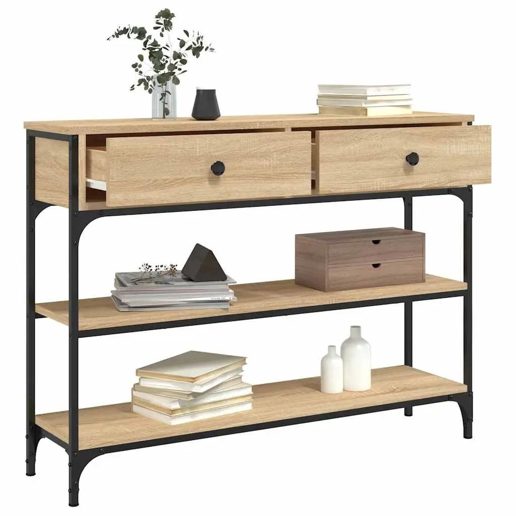Console Table 100cm Sonoma Oak Engineered Wood Storage Accent Table Brown