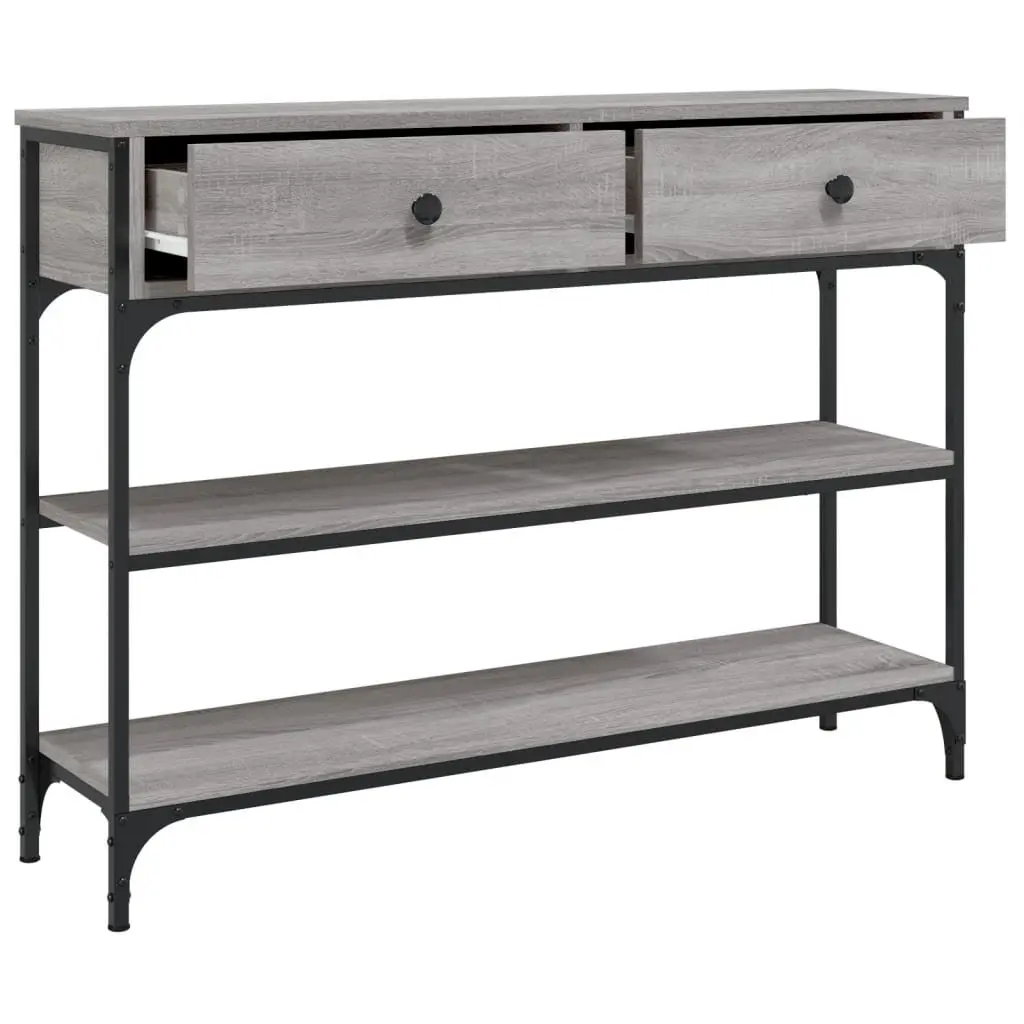 Console Table Grey Engineered Wood Metal Frame Storage for Entryway Hallway Accent Furniture