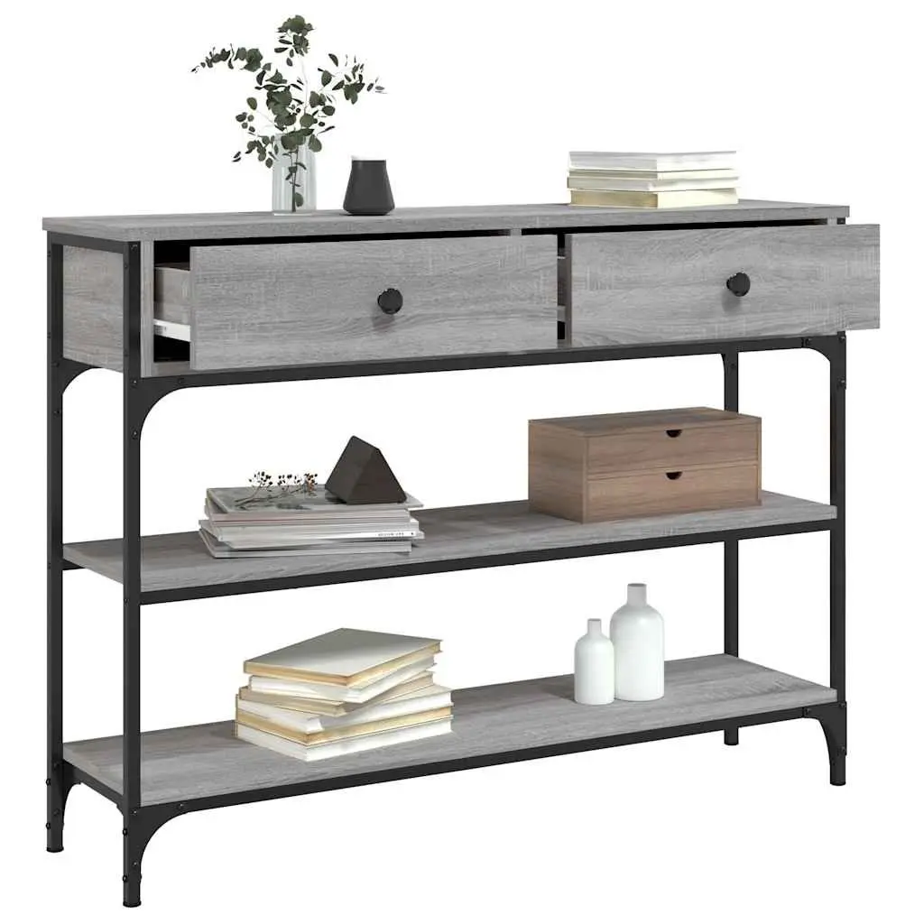 Console Table Grey Engineered Wood Metal Frame Storage for Entryway Hallway Accent Furniture
