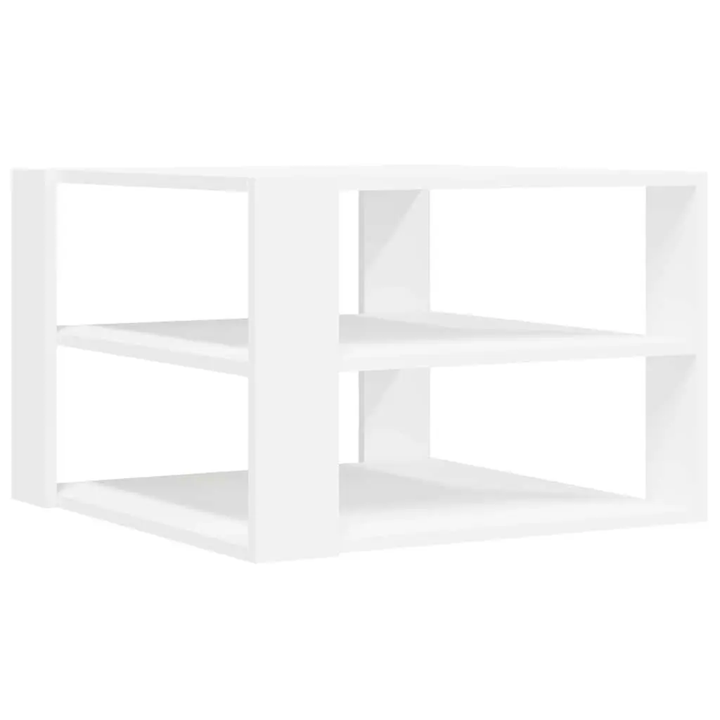 Coffee Table 58x58x40 cm 3-Tier Open Shelf Storage Engineered Wood White