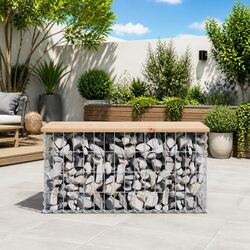 Garden Bench Gabion Design Outdoor Seating Solid Wood Pine Backyard Patio