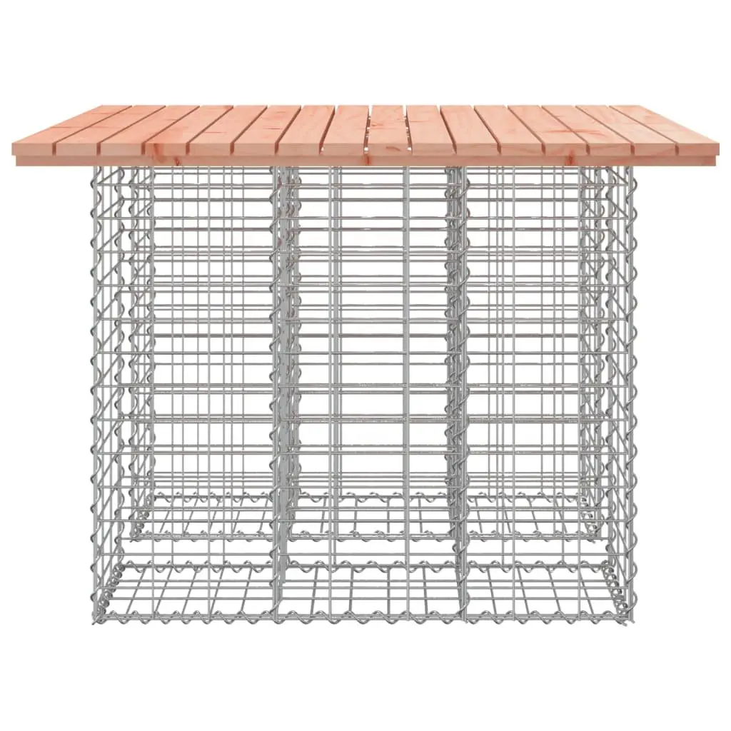 Garden Table 100cm Solid Douglas Wood Top Galvanised Steel Gabion Basket Base Brown