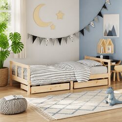 Kids Bed Frame with Storage Drawers 90x190 cm Solid Pine Wood Single Bed