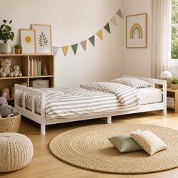Charming White Kids Bed Frame 90x190cm for Little Ones