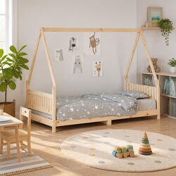 Kids Bed Frame 90x190 cm Solid Wood Pine House Design Low Toddler Bedroom