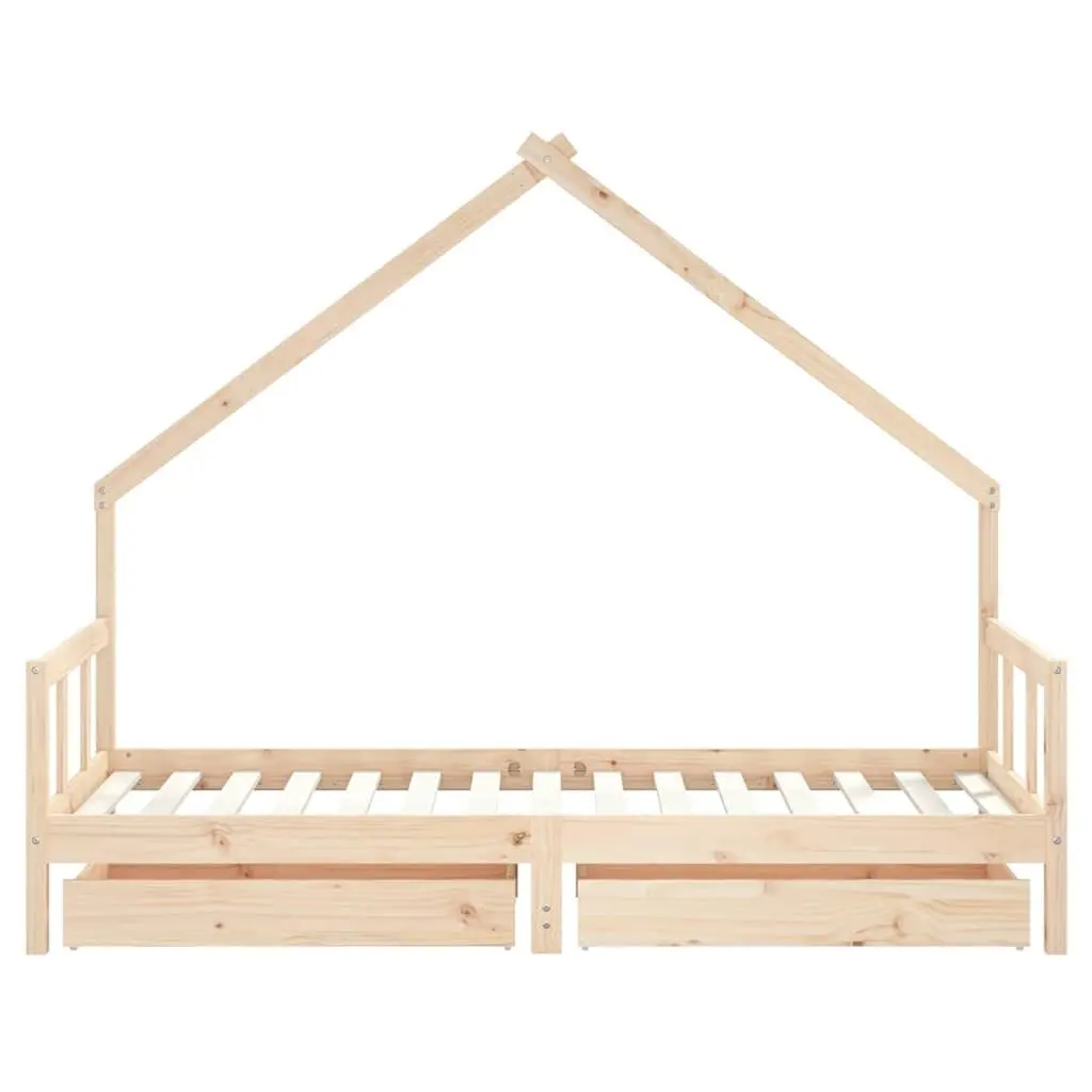 Kids Bed Frame 90x190 cm Solid Pine Wood with Storage Drawers