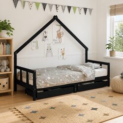Imaginative House Bed Frame for Kids with Storage 90x190 cm