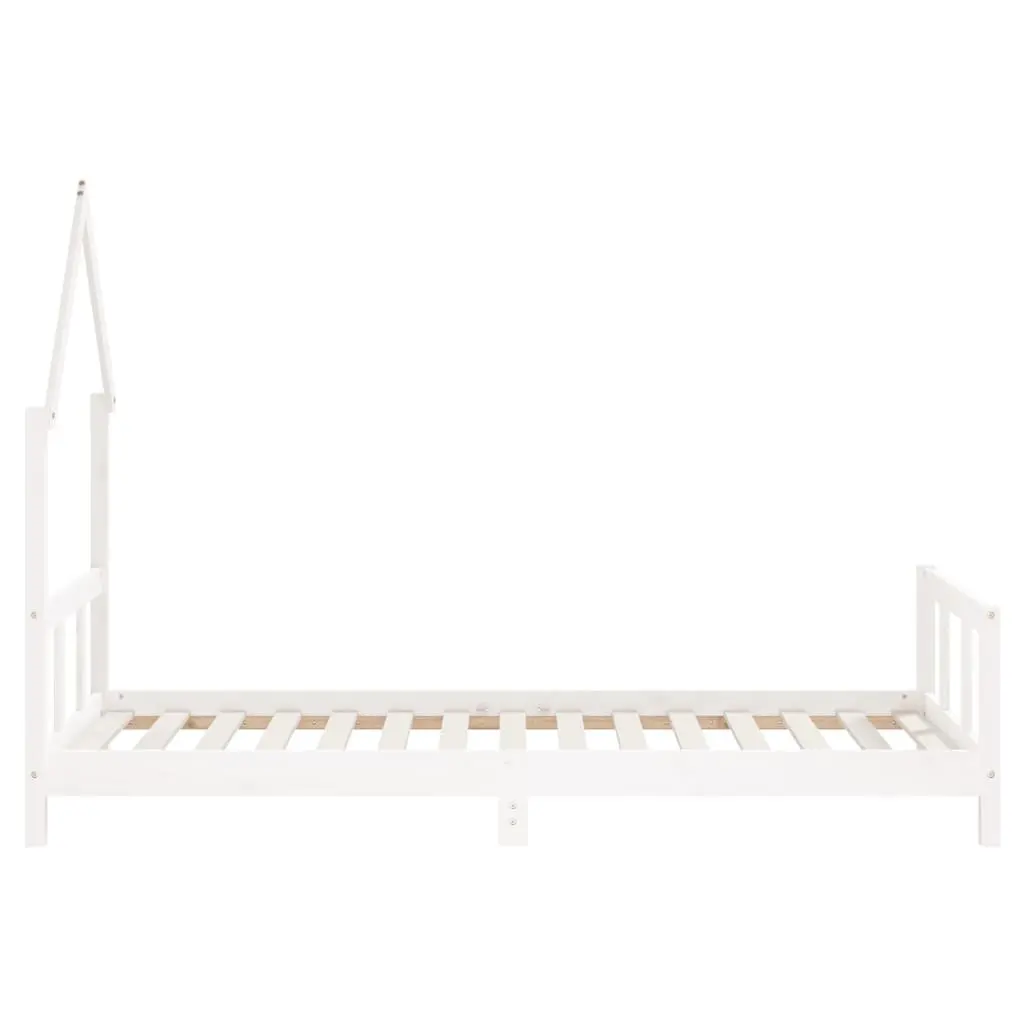 Kids Bed Frame White 92x187cm Single Solid Pine Wood House Bed
