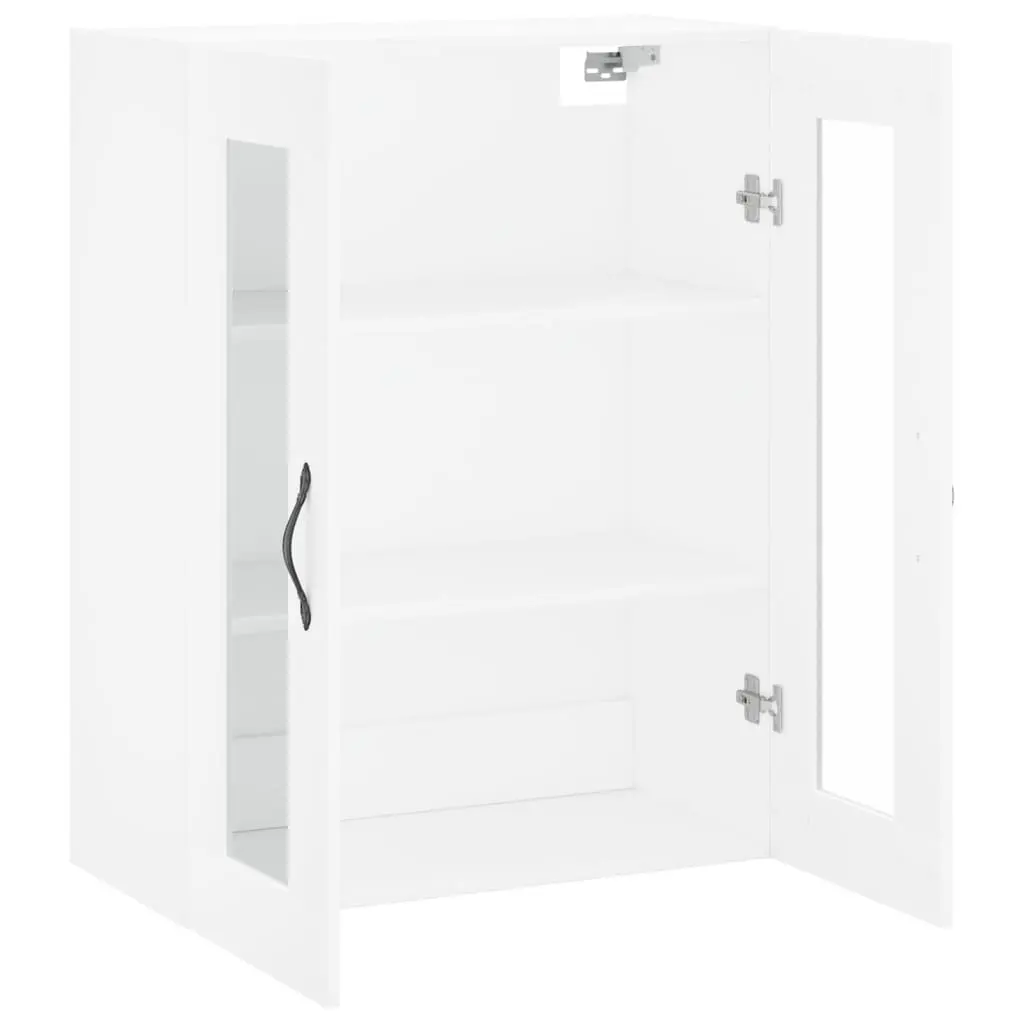 Wall Mounted Cabinet White Engineered Wood 3 Compartment Storage Cupboard