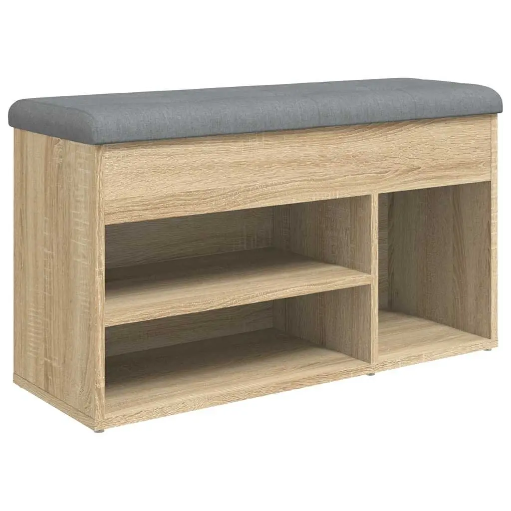 Shoe Bench Storage Padded Seat Brown
