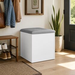 Organizational Storage Bench in White, 42x42x45 cm
