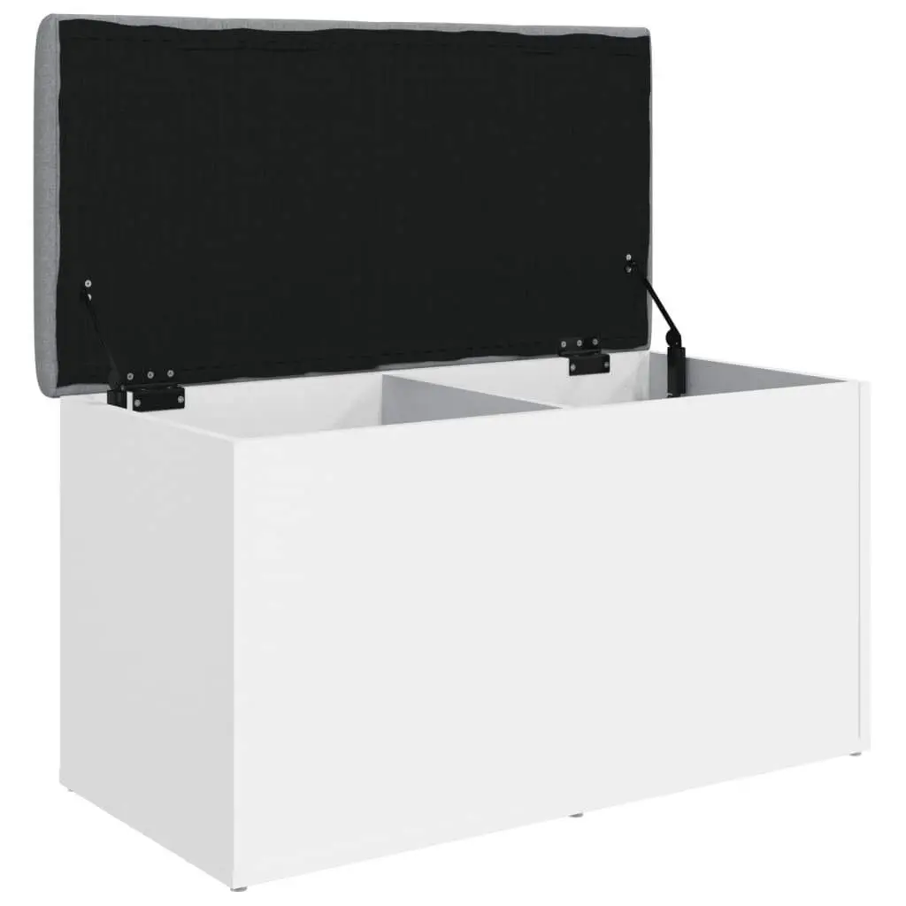 Storage Bench White 82x42x45 cm Padded Seat Hinged Lid
