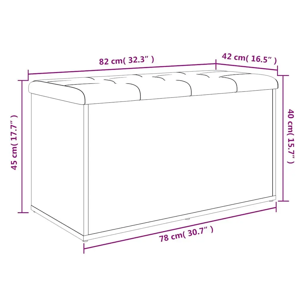 Storage Bench White 82x42x45 cm Padded Seat Hinged Lid