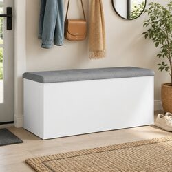 Elegant White Hallway Shoe Organizer Bench with Seat