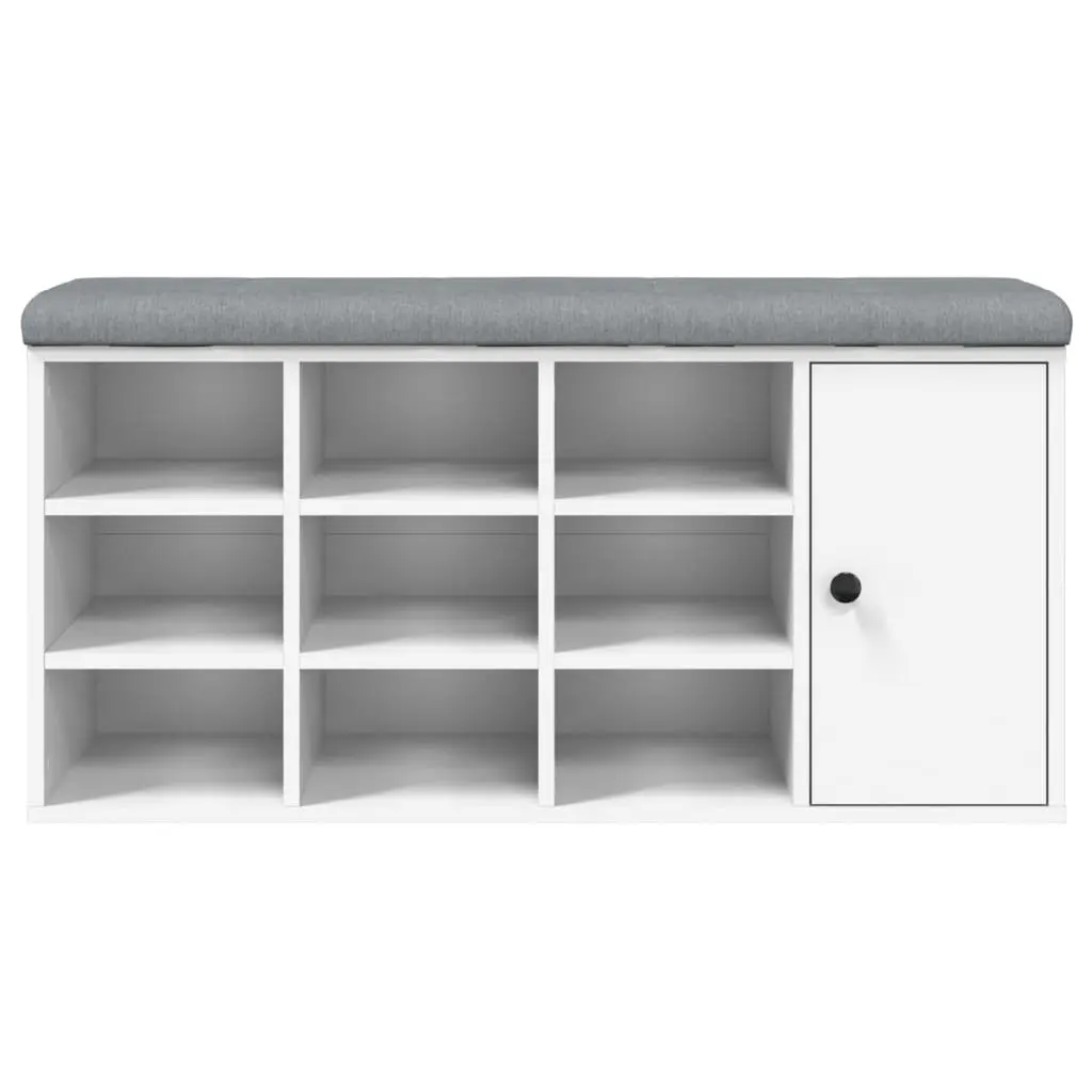 Shoe Bench White Padded Seat Storage Organiser Furniture