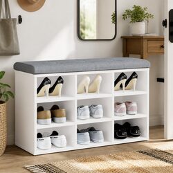 Shoe Storage Bench in White for Your Entryway