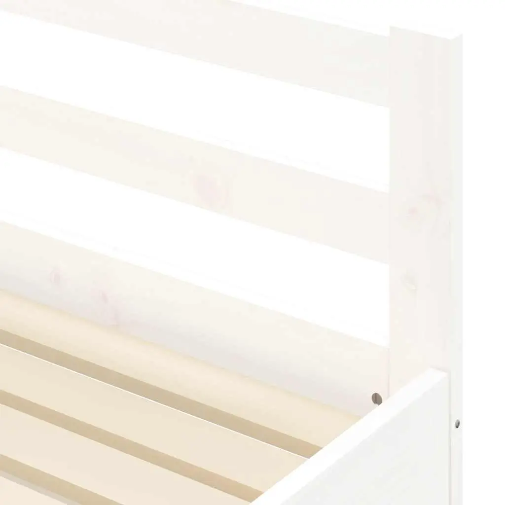 White Solid Wood Daybed with Trundle 90x190 cm Space Saving Sofa Bed Frame