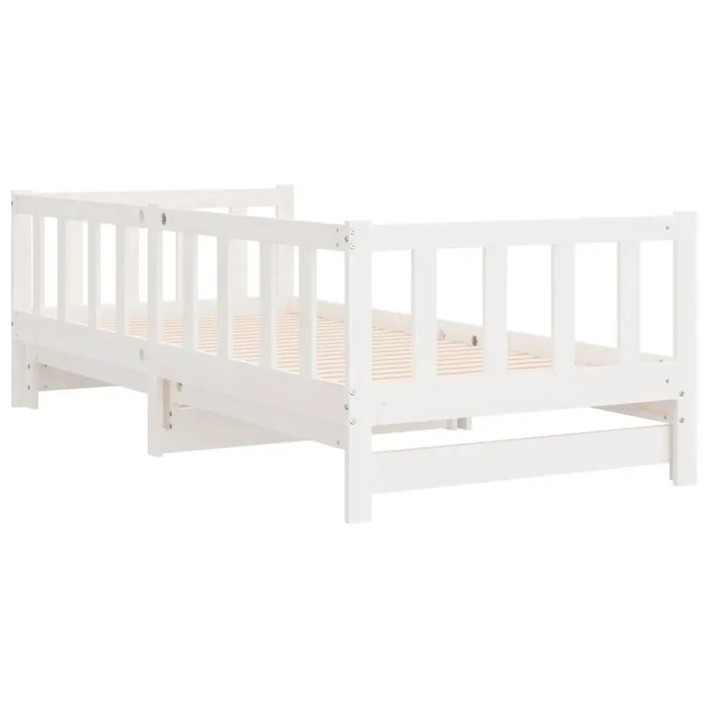 Day Bed 90x190 cm Solid Wood Slatted Base White Pull-Out Trundle