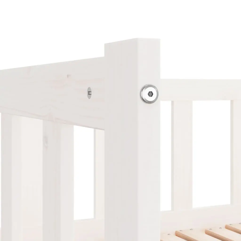 Day Bed 90x190 cm Solid Wood Slatted Base White Pull-Out Trundle