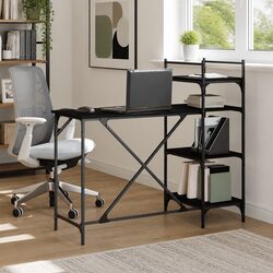 Computer Desk with Shelves Black Office Workstation Storage Organiser
