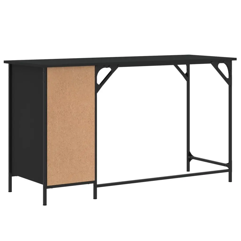 Computer Desk 131x48x75 cm Black Engineered Wood with Metal Frame and Storage