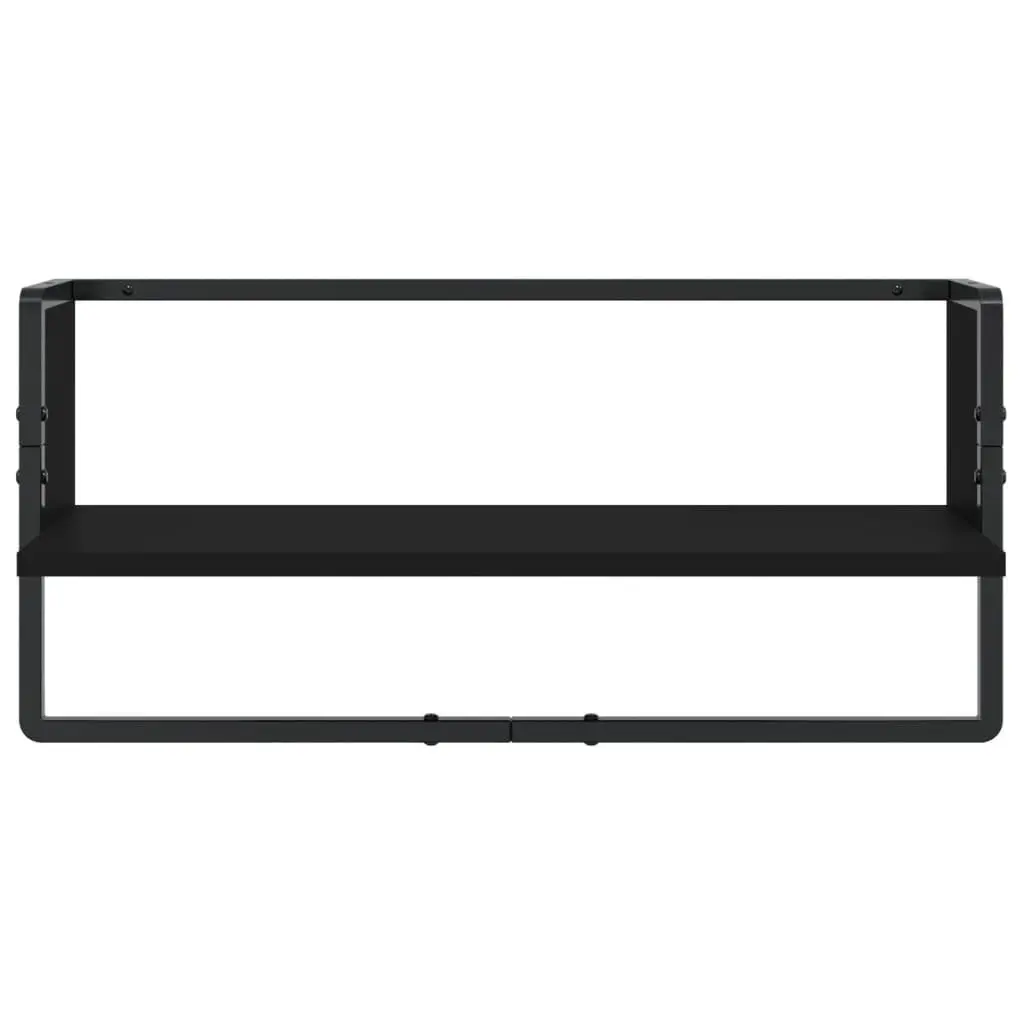 Wall Shelf Set 4 Piece Floating Display Shelves with Bars Black