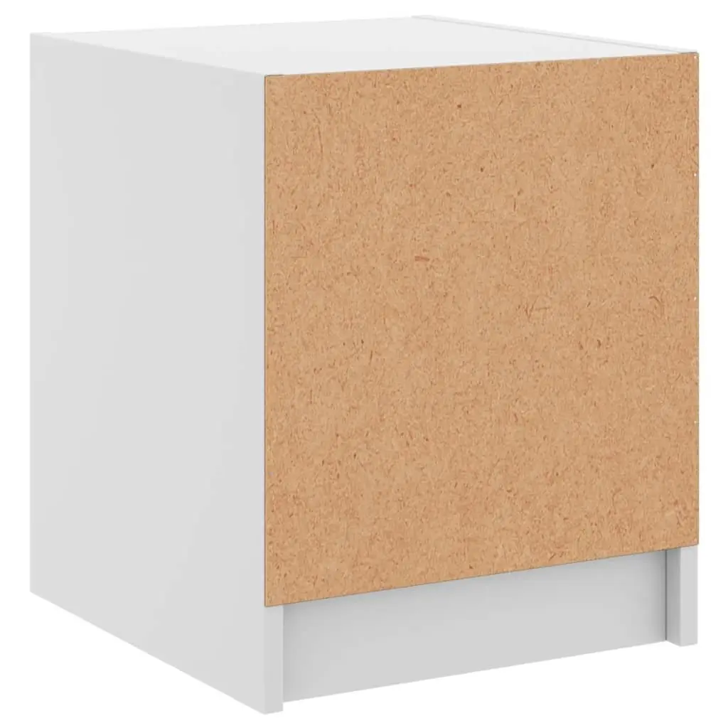 Bedside Cabinets 2 pcs White Glass Doors Bedroom Storage Furniture