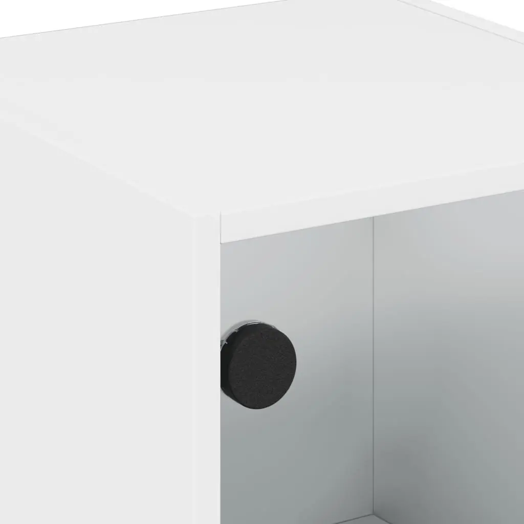 Bedside Cabinets 2 pcs White Glass Doors Bedroom Storage Furniture