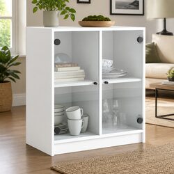Stylish White Sideboard with Glass Fronts for Your Home
