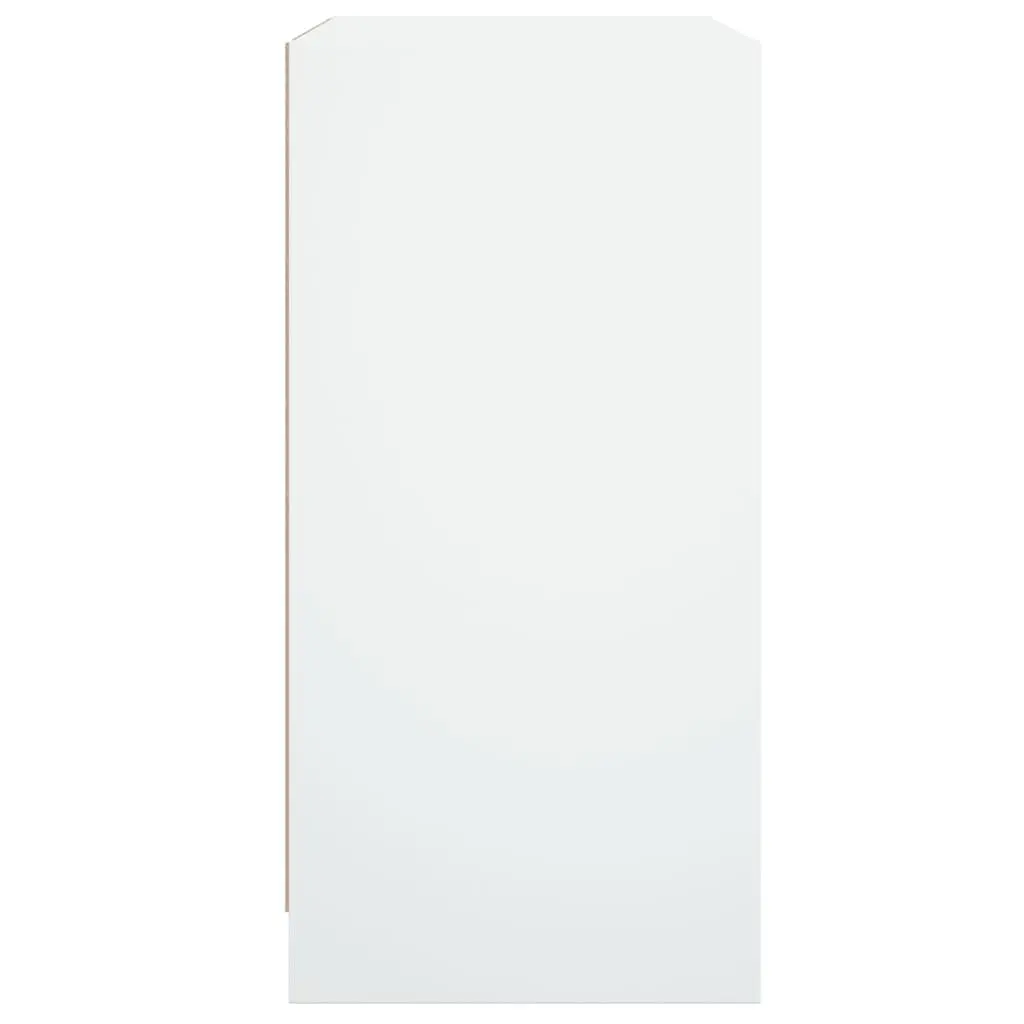 Side Cabinet 68x37x75.5cm Glass Doors White Storage Cupboard Furniture