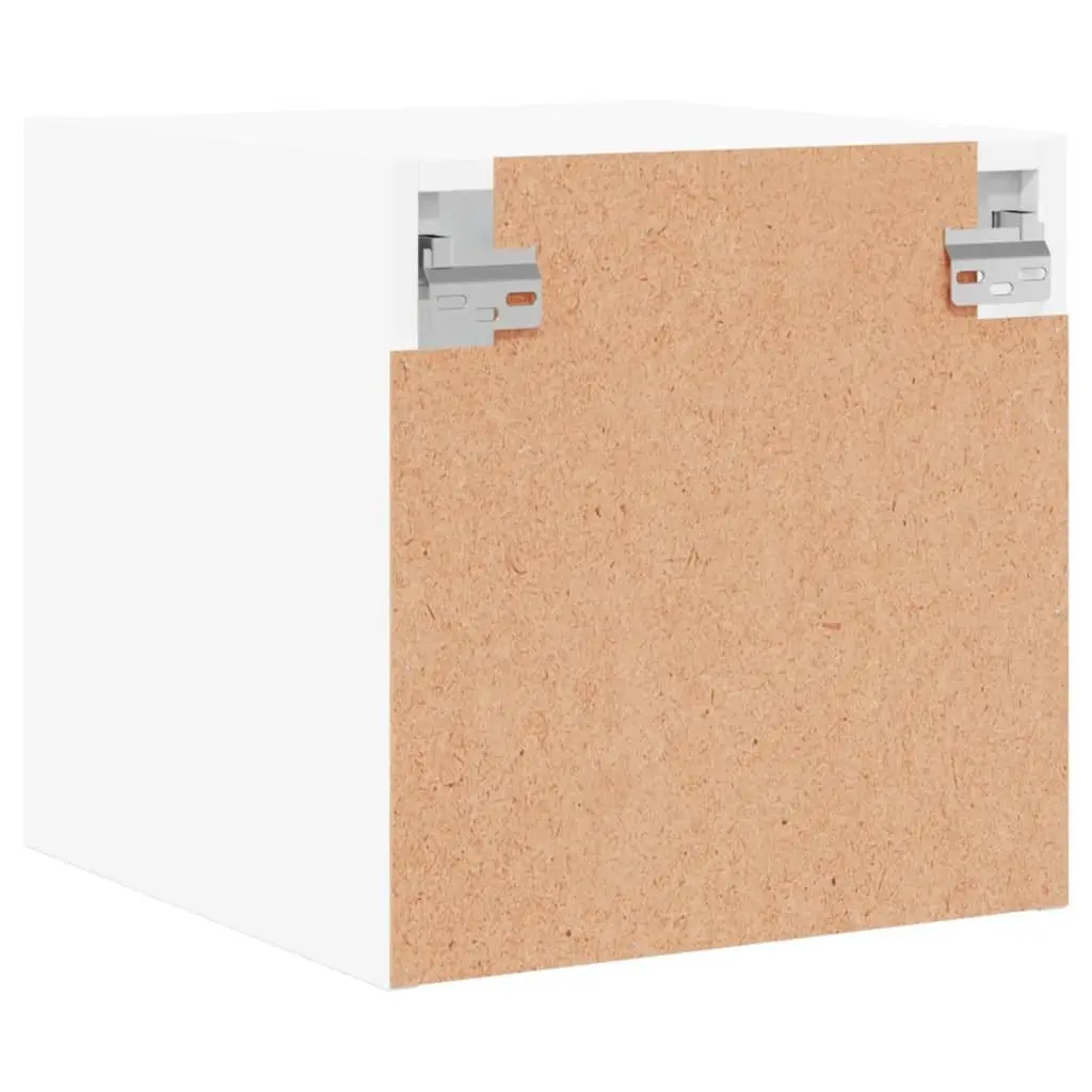 Bedside Cabinet 35x37x35cm Wall-Mounted Storage Organiser White Glass Doors