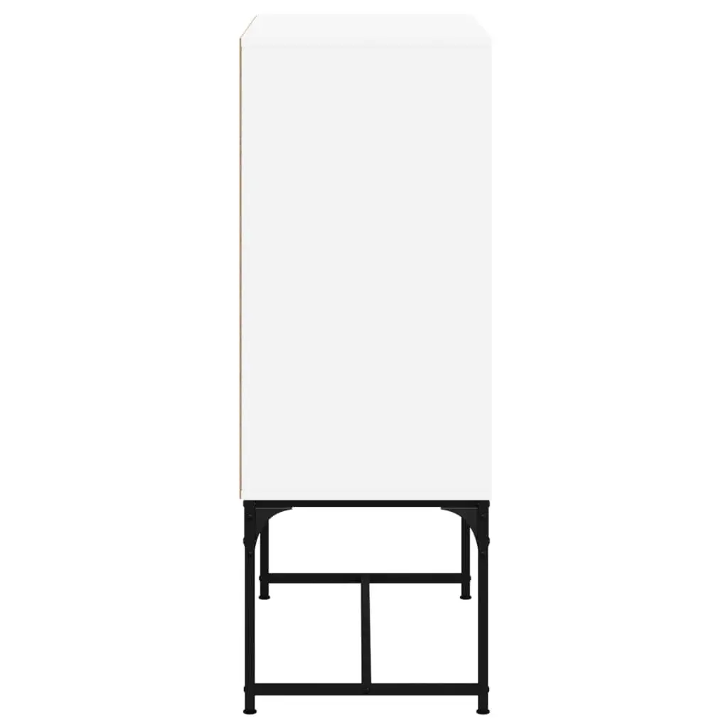 Side Cabinet 69W x 37D x 100H cm White Engineered Wood with Glass Doors for Storage and Display