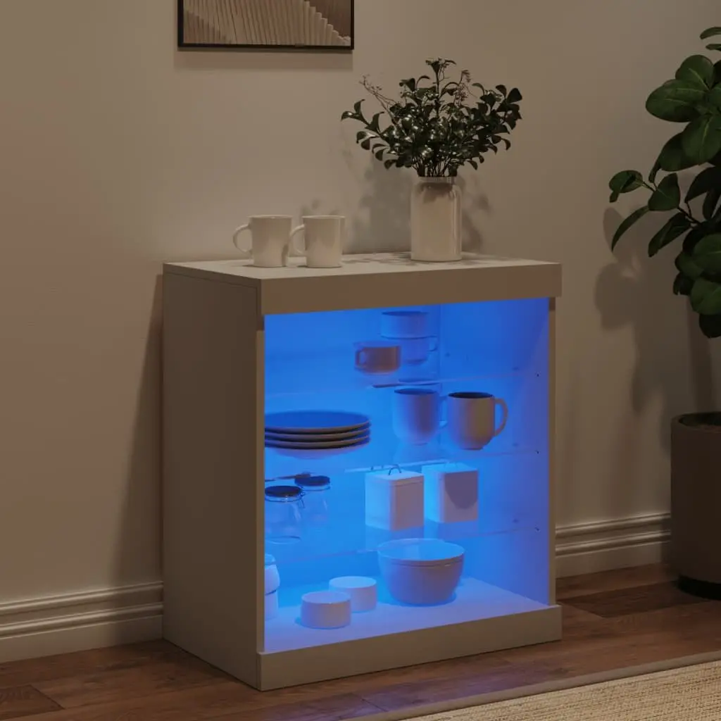 Sideboard Cabinet 60.5x37x67cm with RGB LED Lights and Ample Storage