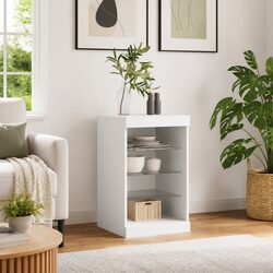 White Sideboard with RGB LED Lighting for Stylish Storage