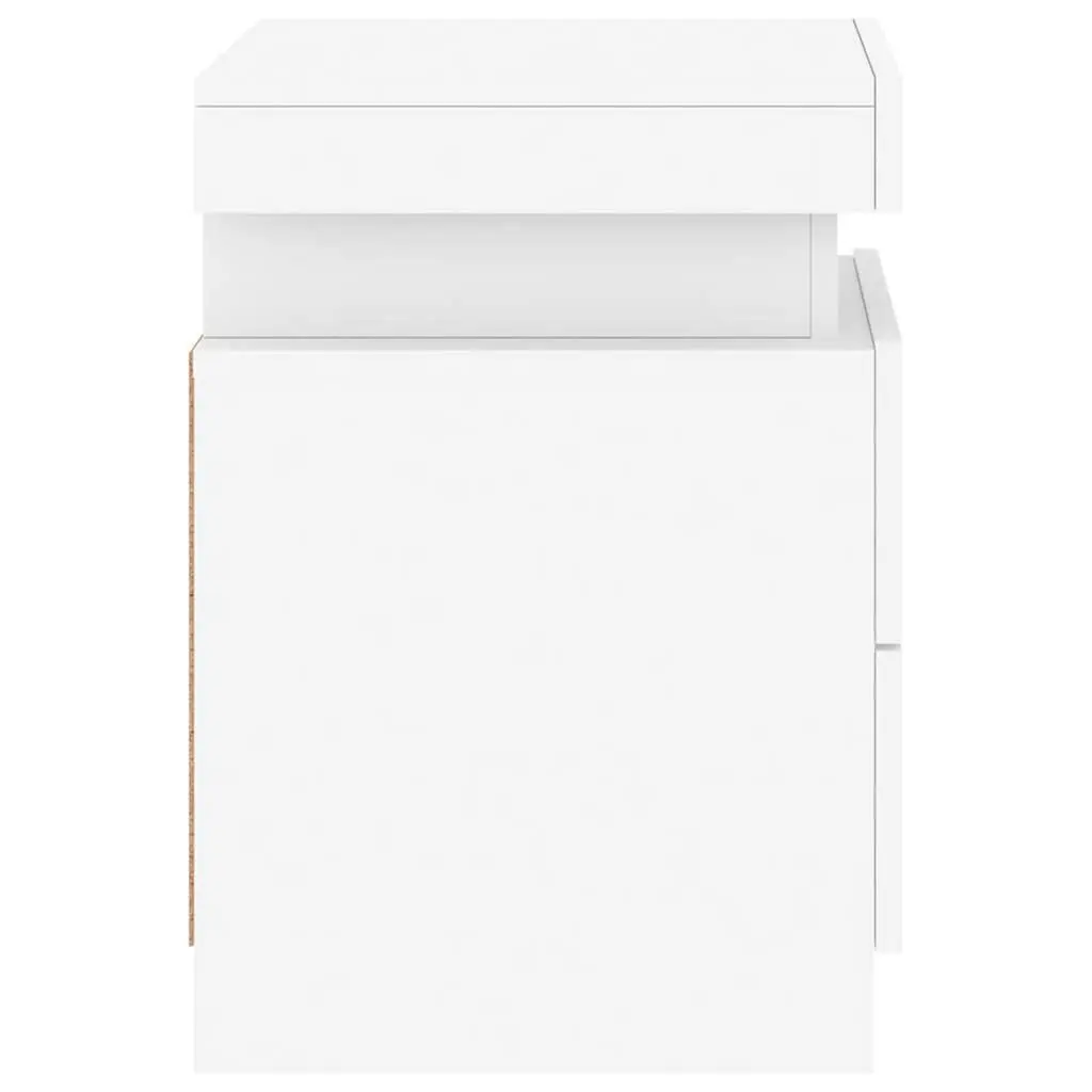Bedside Cabinet 35x39x55cm Modern Storage with Adjustable RGB LED Lights White
