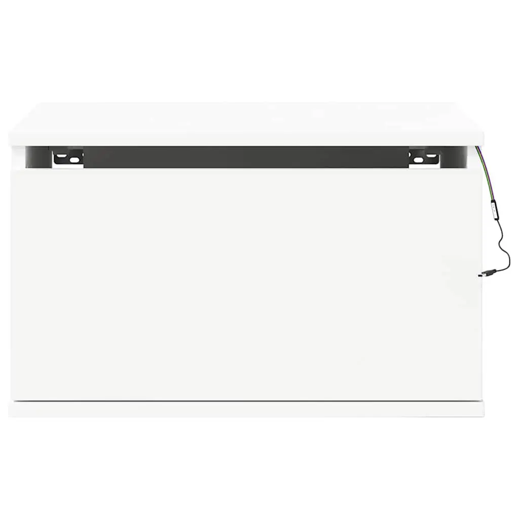 Wall-mounted Bedside Cabinet White with RGB LED Lights