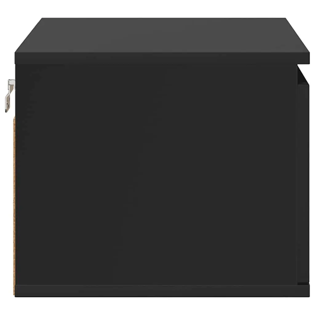 Wall-mounted Bedside Cabinets 2 pcs Black Floating Storage with RGB LED Lights