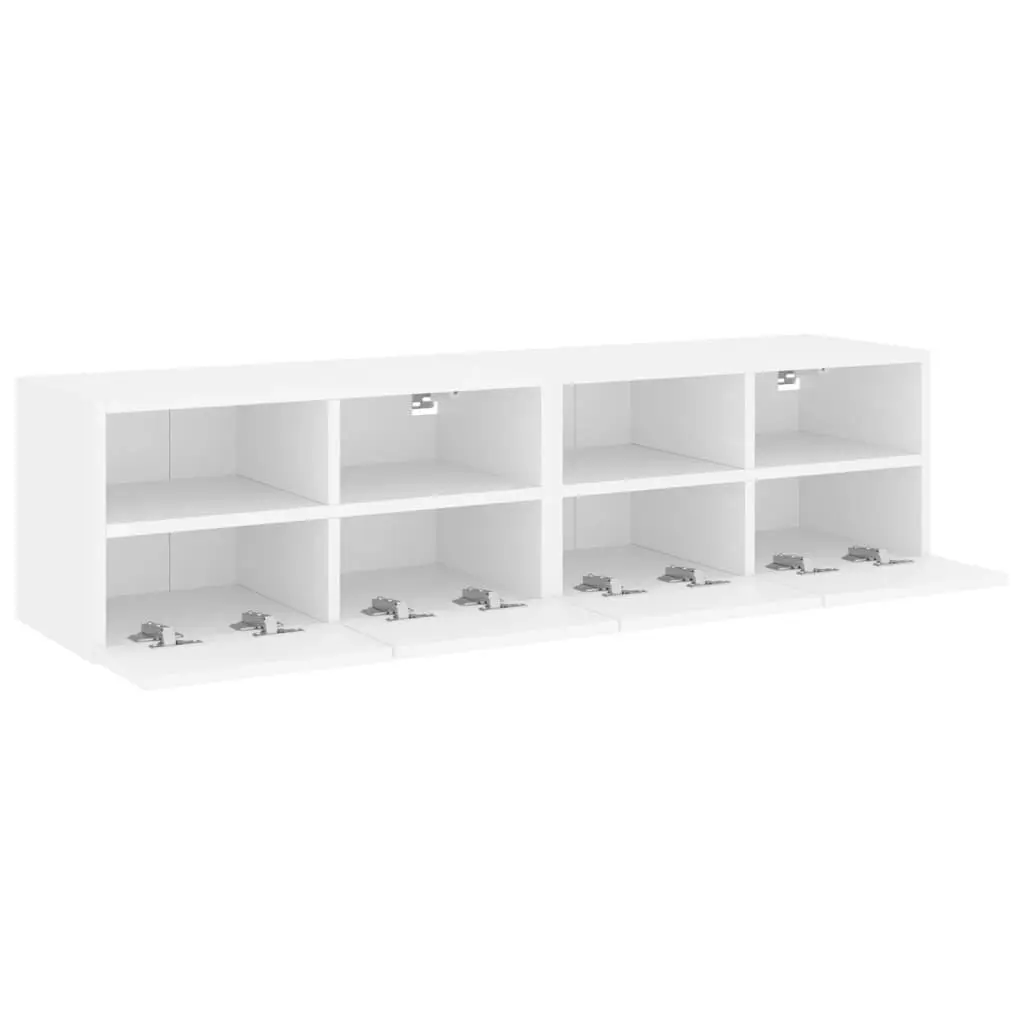 TV Wall Cabinet 60x30x30cm White Floating Storage Unit with Shelves and Door 2 Piece