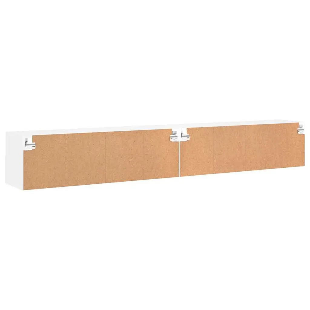 TV Wall Cabinets 2pcs White Floating Media Storage Unit with Shelves and Compartments