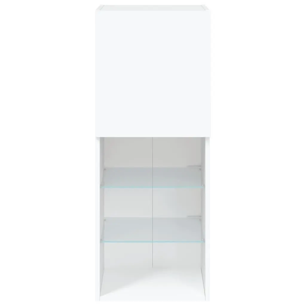 TV Cabinet 40.5 x 30 x 102 cm Wall-Mounted with RGB LED Lights White Storage Unit