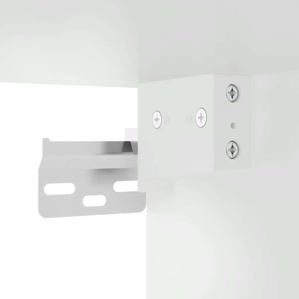 Wall-mounted Bedside Cabinet White with RGB LED Lights and Storage