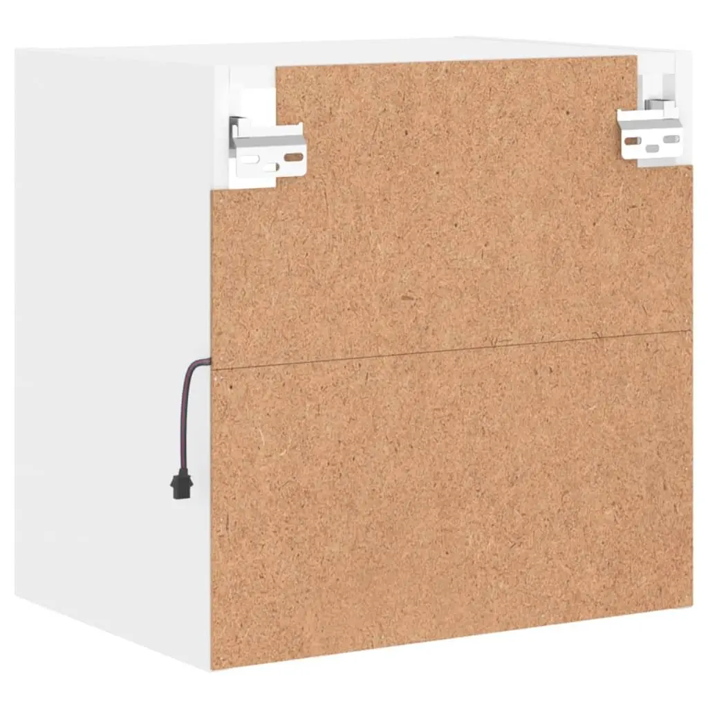 Wall-mounted Bedside Cabinet White with RGB LED Lights and Storage