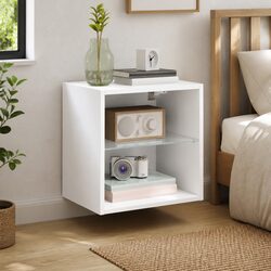Bedside Cabinets with RGB LED Lights Wall-mounted Storage 2 pcs White