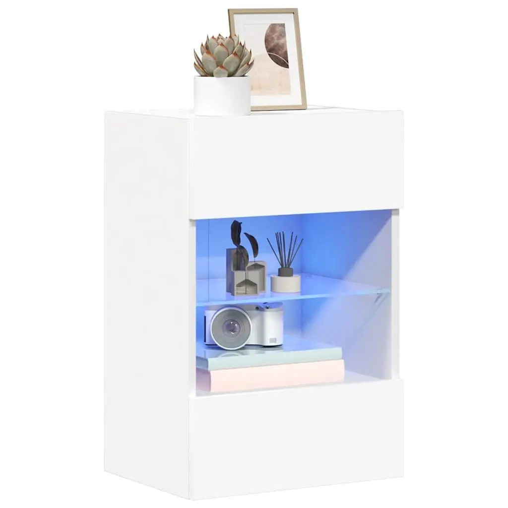 Wall Cabinets 40x30x60.5 cm RGB LED Lights 2 pcs White Storage