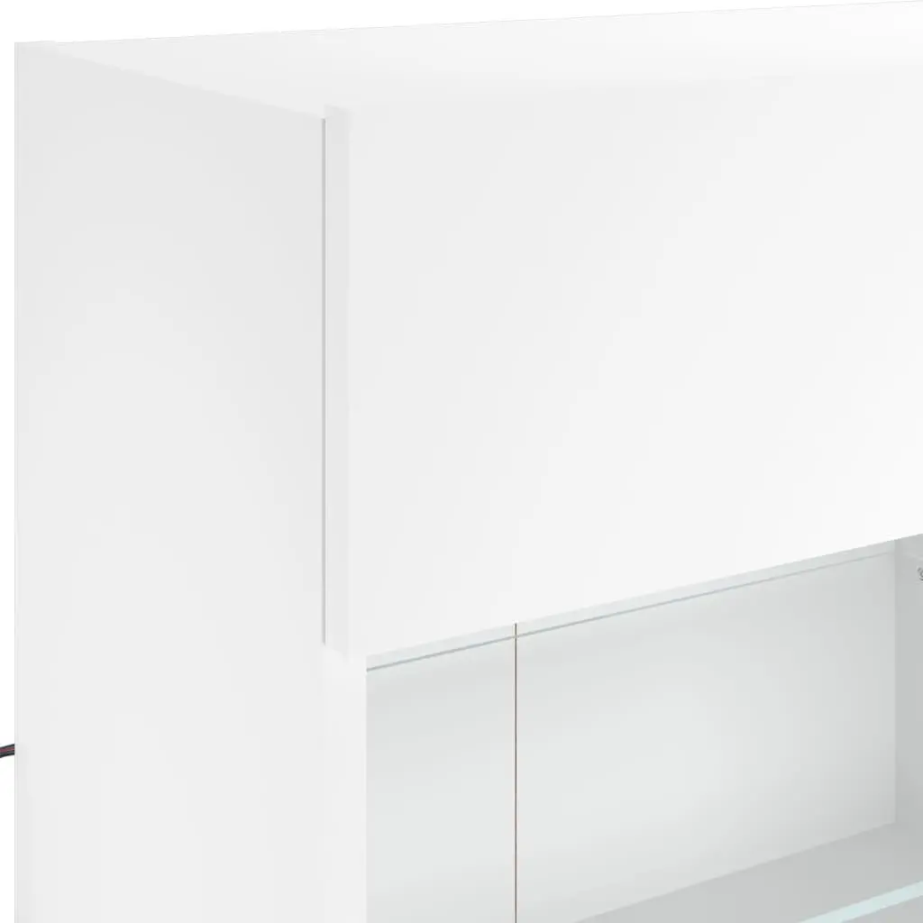 TV Wall Cabinet White RGB LED Lights Floating Shelves Media Storage Unit