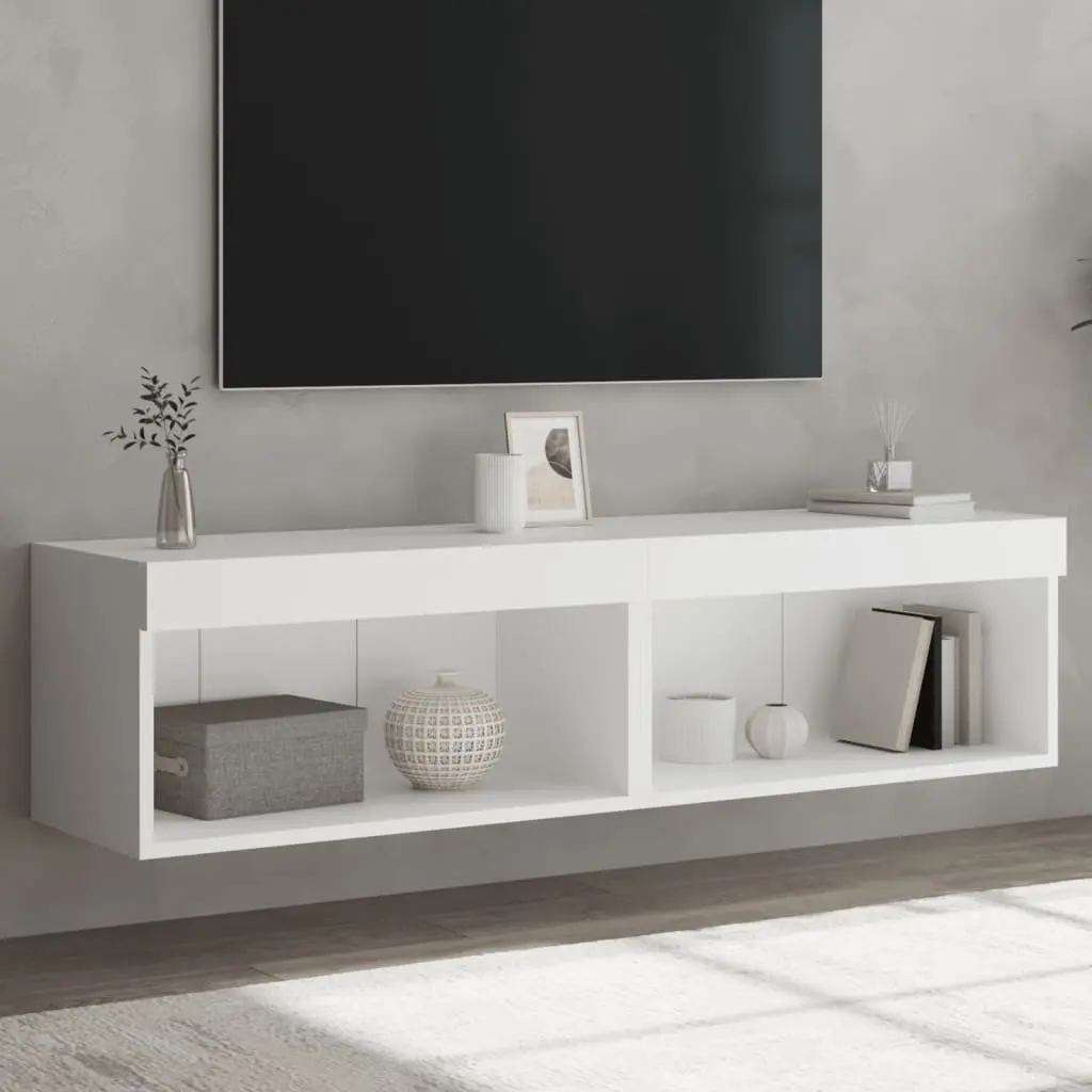 TV Cabinets 60x30x30cm Wall-Mounted with RGB LED Lights Storage Units Set