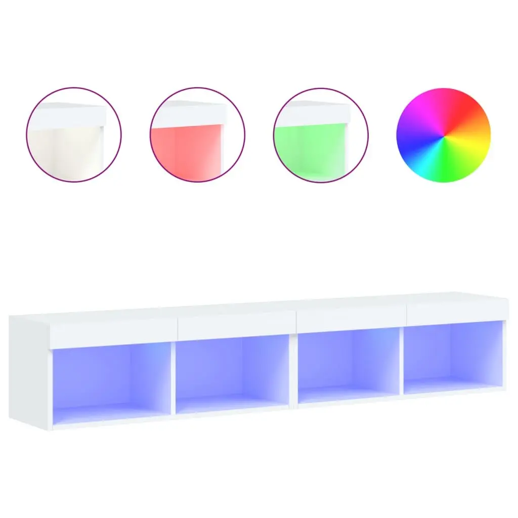 TV Cabinet 80x30x30cm Wall-Mounted RGB LED Lights Storage Unit Set of 2