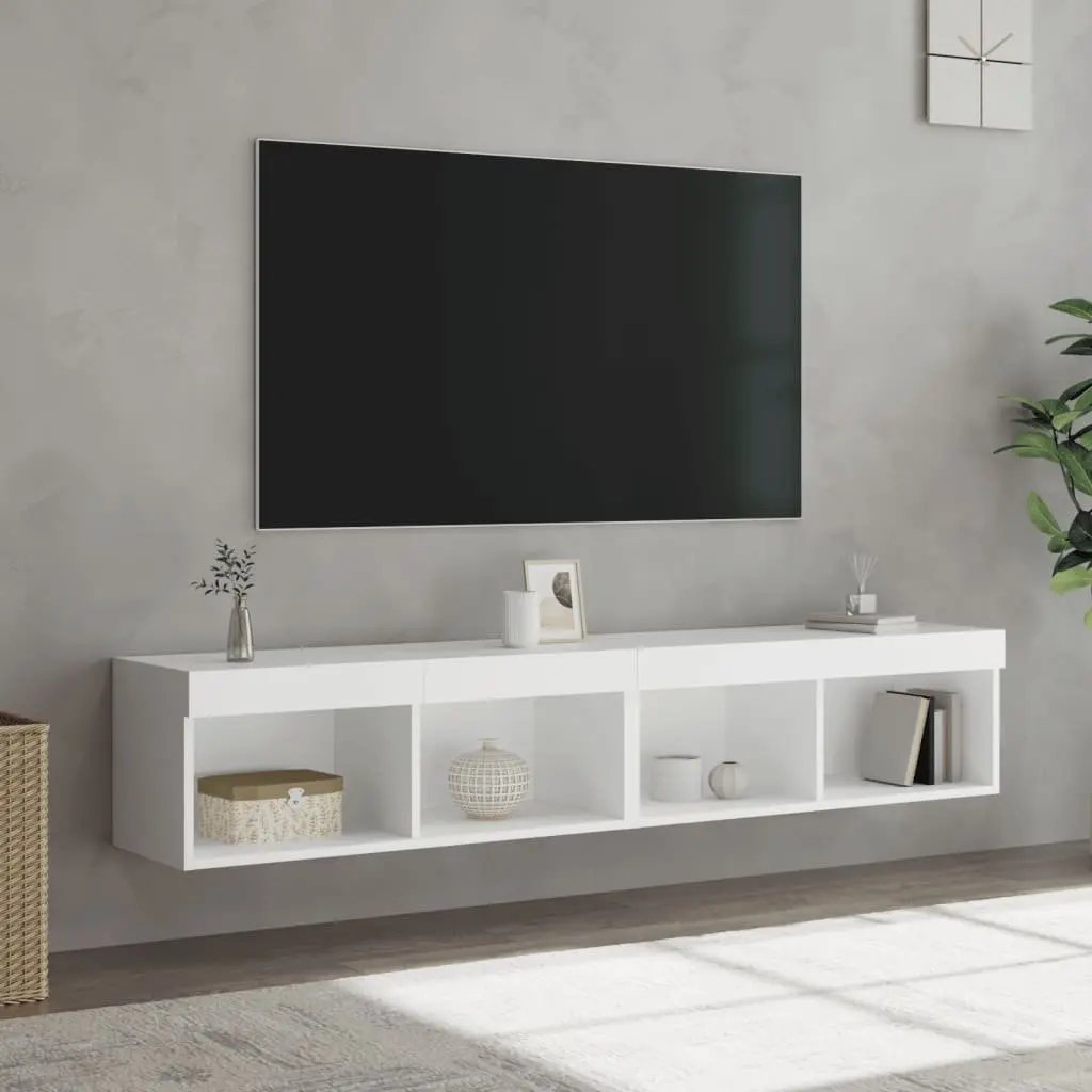 TV Cabinet 80x30x30cm Wall-Mounted RGB LED Lights Storage Unit Set of 2