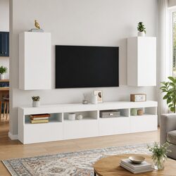 Transform Your Living Space with White RGB LED Wall Cabinet 30.5x35x70cm